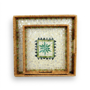 Plateaux de service en rotin écologiques personnalisables, vaisselle tissée à la main pour hôtel, restaurant, présentation de bijoux et de nourriture, export - Product Image 1