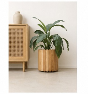 Handcrafted Solid Wooden Slat Planter Eco-Friendly Flower <b>Pot</b> for Indoor Outdoor Garden Decor Wholesale Modern Plant <b>Holder</b> - Product Image 4