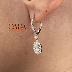 ต่างหูเพชรทรงรีแบบ Imperial Oval Solitaire ประดับเพชร Halo ดีไซน์หรูหราสำหรับงานแต่งงานและเครื่องประดับเจ้าสาวสำหรับใช้ในชีวิตประจำวัน - Product Image 3
