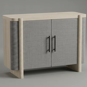 Buffet moderne à 2 portes en chêne massif pour salon - Rangement résistant à l'eau avec design minimaliste - Product Image 1