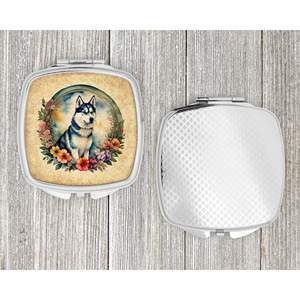 Siberian Husky Flowers Compact Folding Handheld Travel Makeup <b>Mirror</b> <b>Pocket</b> Decorative Gift for Women and Girls - Product Image 4