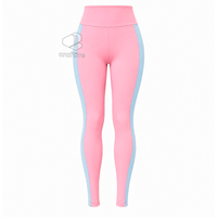 Ensemble de sport rose pour femme Jack And Jill Of America avec veste zippée intégrale et panneaux latéraux contrastants bleus, leggings taille haute, vêtements de sport