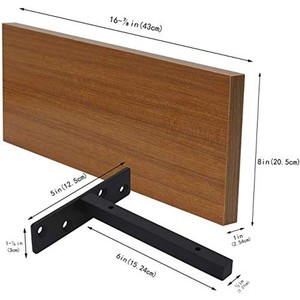 Mango Wood <b>Floating</b> Wall <b>Shelf</b> Black <b>Brackets</b> Wholesale India | Modern Home Storage - Product Image 4