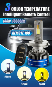 Lampu Mobil LED Remote Control Double Copper Tube 200w 20000LM Tricolor dan Flash Led H7 H11 9005 9006 H4 - Product Image 2