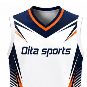White Navy Orange Volleyball Sleeveless Shirt Team Sports Uniform Athletic Top Performance Wear Training Competition Apparel - Product Image 6