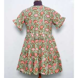 Most Selling Midi Floral <b>Dress</b> with Custom Size Available From Indian Supplier 100% Cotton A-Line at Bulk Quantity Price Supply - Product Image 6