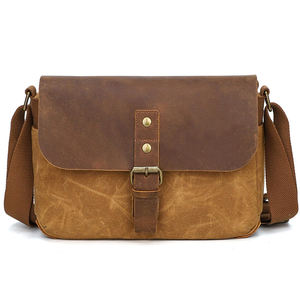 Sac à bandoulière professionnel pour appareil photo reflex numérique en cuir et toile durable avec fermeture éclair, étanche et antichoc LCCB-0006 - Product Image 5