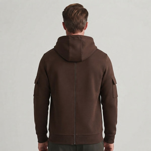 Sweat à capuche personnalisé pour homme 100% coton, coupe ample en molleton, épaules tombantes, style streetwear épais, broderie patchwork - Product Image 4