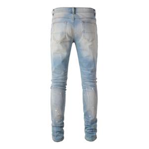 Jean en denim pour homme, 100 % coton, uni, délavé, écologique, coupe crayon taille haute, coupe-vent, séchage rapide, respirant, le meilleur - Product Image 2