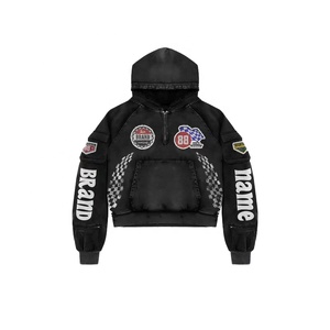 เสื้อฮู้ดมีซิปสำหรับผู้ชายและผู้หญิงโอเวอร์ไซส์ผ้าคอตตอน100% พิมพ์ลายพิมพ์เทย์สกรีนสำหรับฤดูหนาว - Product Image 2