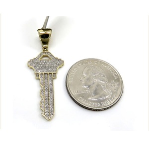 Personalized 14K <b>Gold</b> VS Natural Diamond Iced Key Charm <b>Pendant</b> Custom Jewelry Design Men Women Girls <b>Solid</b> <b>Gold</b> Elegant Style - Product Image 4