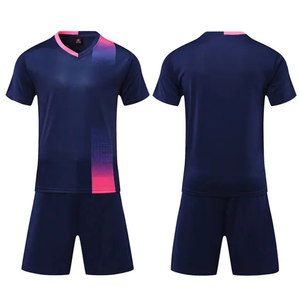 Top Selling <b>Soccer</b> Uniform V-neck Short Sleeve Elastic Waist Front Logo Quick Dry Breathable 100% Polyester - Product Image 4