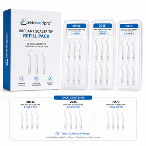 Pack de recharges de pointes assorties pour détartreur dentaire en titane de qualité supérieure, 12 paires, OEM Zetomed Pro - Product Image 2