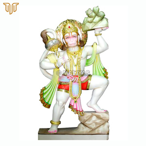 Idole en marbre artisanale de Veer Hanuman |   Statue de la montagne Sanjeevani |   Murti en marbre Bajrangbali pour temple et mandir domestique - Product Image 2