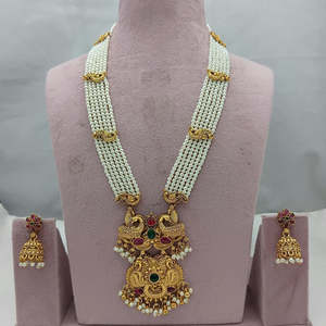 Ensemble de bijoux fins Jewelemarket Heritage 10575480DBL plaqué or avec pierre Pota et perle, collier long pour usage quotidien et occasions nuptiales - Product Image 1