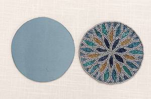 <b>Set</b> of <b>4</b> handmade beaded blue gold star burst coasters - Product Image 1