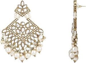 Antique Gold Plated Alloy Necklace Earrings Set with Crystal Zircon Pearl Vintage Tassel Design Women Wedding Fashion <b>Jewelry</b> - Product Image 2