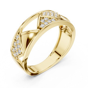 THE ROYAL TRIAD LAB GROWN ROUND CUT DIAMOND <b>RING</b> SET IN 18KT YELLOW GOLD <b>FOR</b> WEDDING ENGAGEMENT GIFTING DAILY OFFICE USE <b>FOR</b> <b>MEN</b> - Product Image 1