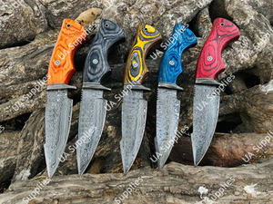 Cuchillo de Caza Táctico de Supervivencia de Hoja Fija Forjado a Mano en Acero de Damasco con Punta Caída y Mango de Madera Pakka, OEM - ¡Producto Superventas! - Product Image 3