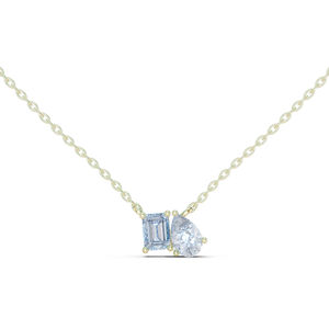 Pendentif en or jaune 14 carats avec émeraude et diamant de laboratoire en forme de poire pour femmes |   Vêtements de mariée |   Nouveau diamant cultivé - Product Image 1