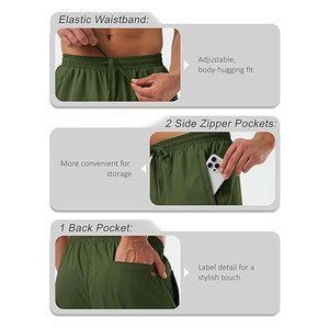 Pantalones Chinos Casuales para Hombre, Cintura Elástica con Cordón, Bolsillos con Cremallera, Ligeros, para Verano, de Sarga, Cómodos, de Algodón - Product Image 3