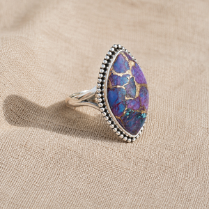 Multi Purple Copper <b>Turquoise</b> <b>Ring</b> Pure 925 Sterling Silver Rose Gold & Yellow Gold Plated Statement Boho Gemstone <b>Ring</b> Unisex - Product Image 4