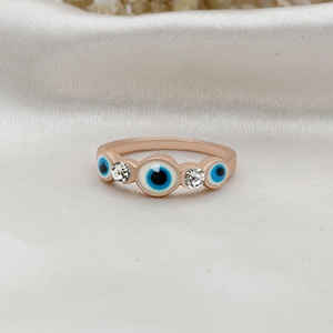 Fine Jewelry 925 Sterling <b>Silver</b> CZ Crystal <b>Adjustable</b> Evil Eye <b>Rings</b> for Women Fashion Protection Jewelry Gift Wholesale - Product Image 2