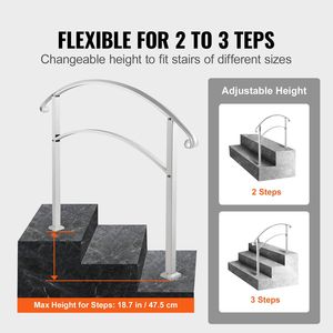 Ringhiere in Ferro Battuto Bianco per Gradini Esterni, Ringhiere Flessibili per Portico Anteriore, Adatte per 1-3 Gradini, Componenti per Scale - Product Image 4