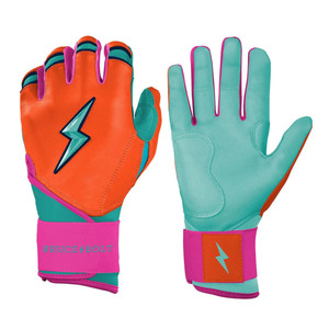 Blue Pink Yellow Leather Batting Gloves Padded <b>Hook</b> And Loop Closure Ambidextrous Unisex Adult Training - Product Image 5