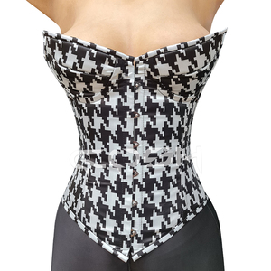 Corset Top à Imprimé Pied-de-Poule, avec Armatures en Acier, Bonnets Sublimés et Fermeture Overbust - Product Image 1