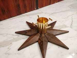 Support d'arbre de Noël en forme d'étoile pour décoration intérieure, utilisation au sol, support d'arbre de Noël en bois avec collier métallique - Product Image 3