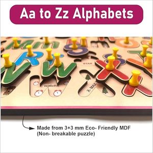 Puzzle en bois avec lettres de l'alphabet |   Jouet éducatif pour apprendre les petites lettres majuscules |   Puzzle éducatif pour enfants de 2 ans | - Product Image 4