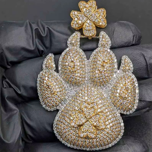 Colgante de Huella de Pata con Incrustaciones de Moissanita, Chapado en Oro, Regalo para Amantes de Animales, con Plata 925, Joyería Fina, Colgantes y Dijes - Product Image 1