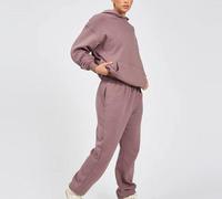 Ensemble de jogging deux pièces décontracté pour femme en coton 100 % de haute qualité, haut long et pantalon de survêtement couleur unie, coupe oversize pour l'hiver
