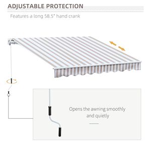 Tenda da Sole Retrattile Facile da Aprire 10x8 con Strisce Beige, Protezione UV, Telaio in Alluminio, Staffe per Tenda, Proiezione Massima 5m - Product Image 5