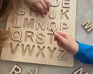 Ensemble de puzzles en bois ABC de haute qualité, grande taille, alphabet anglais en bois, ensemble de puzzles de l'alphabet avec logo personnalisé - Product Image 4