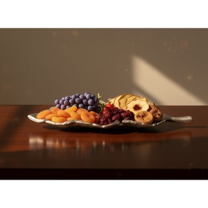 Plateau de service en céramique artisanale biologique en forme de feuille, élégant, texturé mat, pour fruits et centre de table décoratif, à prix abordable - Product Image 4