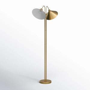 Lampe de sol design haut de gamme avec cadre doré et base en marbre pour intérieurs de luxe - Product Image 4