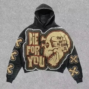 Sweat à capuche pour homme de haute qualité, style gothique punk, hiver, écologique, 100% coton, style rétro surdimensionné, Harajuku, patchs personnalisés - Product Image 4