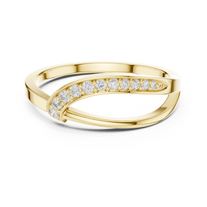 Bague croisée en or jaune 10K avec diamant de laboratoire taille ronde pavé incurvé 1 carat, plaqué or, luxe or rose, blanc et jaune - Product Image 1