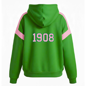 Alfa |   Kapa |   Sudadera con Capucha Oversize de Bloques de Color para Mujer Alpha Sorority, Estilo Casual con Bolsillo Canguro - Product Image 3
