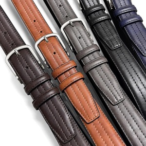 Genuine Leather <b>Belt</b> Cow Hide Solid Color Pin <b>Buckle</b> Rectangular <b>Silver</b> Formal Style Durable 2.5 Inches Width - Product Image 4