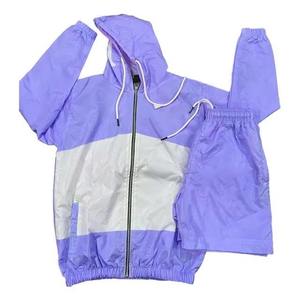 Custom logo Unisex Wind Breaker <b>Set</b> Blocked 2 Pcs Jacket and Shorts <b>Set</b> Tracksuit Sport Mesh Lining 100% Nylon Windbreaker <b>Set</b> - Product Image 3