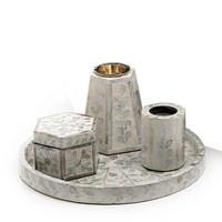 Meilleures ventes Spécial Aïd Luxe Coffret Mubkhar en bois coloré multi-formes avec incrustations, Brûleur de Bakhoor, Ensemble plateau de service Madkhan Son