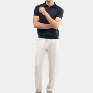 Trending Men's <b>Navy</b> Blue Short Sleeve Knitted <b>Polo</b> <b>Shirt</b> Solid Color Casual Breathable Cotton Top Regular Fit <b>Shirt</b> For Unisex - Product Image 1