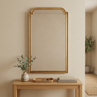 Miroir mural en bois cintré doré antique vintage, miroir décoratif rétro français à fixer au mur pour entrée, chambre, décoration intérieure