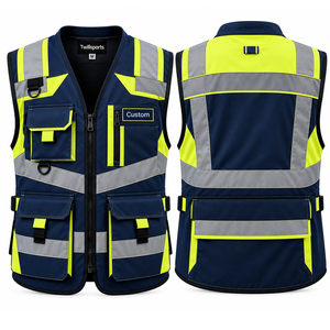 Chaleco de Trabajo de Construcción con Bolsillos Grandes, Diseño Básico, Precio Económico, Personalizado, al por Mayor, Chaleco de Seguridad Reflectante con Bolsillo - Product Image 1