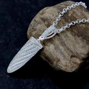 Collar con Colgante de Bala Helada, Chapado en Rodio, Plata 925, Amuleto Táctico de Lujo - Product Image 3