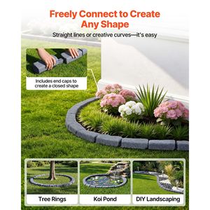 Kit de bordure de jardin sans crevaison de 4,7 m en pierre artificielle pour pelouses, parterres de fleurs et jardins, lot de 4 sections - Product Image 3