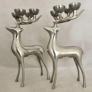 <b>Silver</b> Reindeer <b>Tea</b> Light Holder 4 Cup Antler Design Metal Candle Stand For Christmas Decoration Holiday Gifts & Home Tabletop - Product Image 3